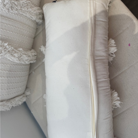 Simons Cream Textured Fringe Decorative Pillows – Set of 2 – Boho Neutral - Picture 3 of 7